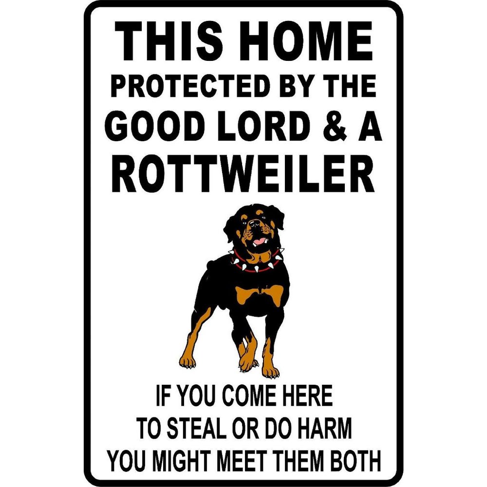 This HOME PROTECTED by ROTTWEILER Aluminum Sign 8 X 12